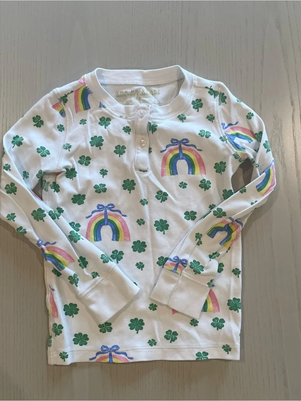 TBBC Beaufort Bonnet Company Sara Jane Pajama Set Crescent Clover Rainbows 4T